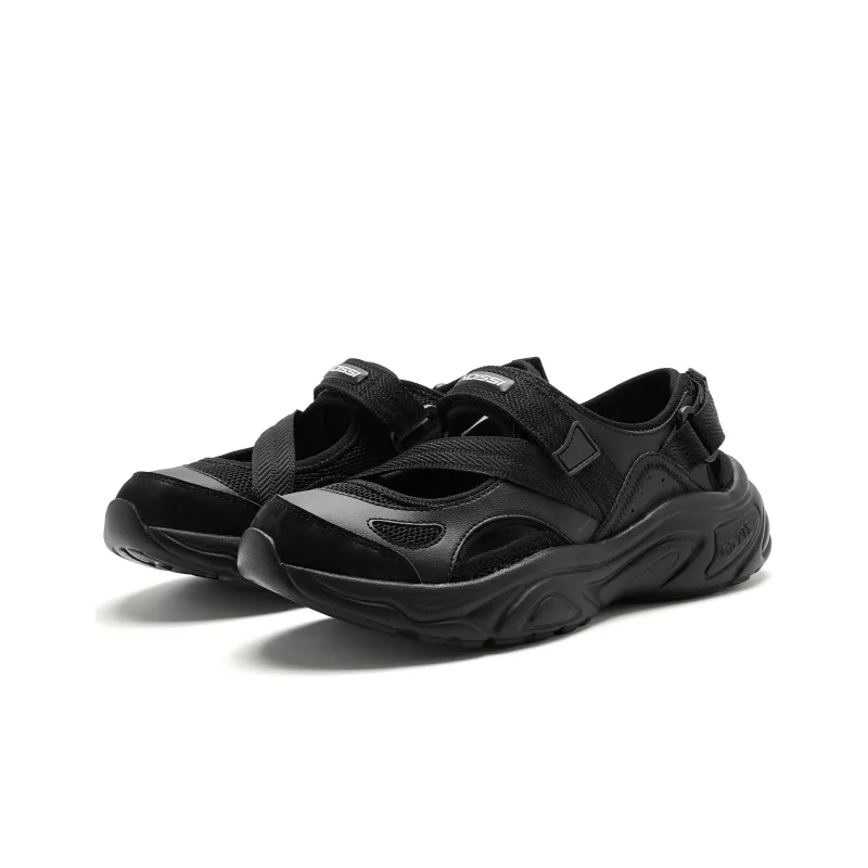 QIAODAN Breathable Vintage Mary Jane Beach Sports Sandals, River Trekking Shoes Women's Black-3