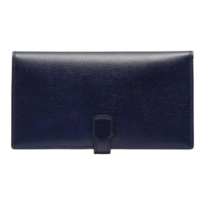 Delvau Cow Leather Long Wallets Women's Dark Blue-2
