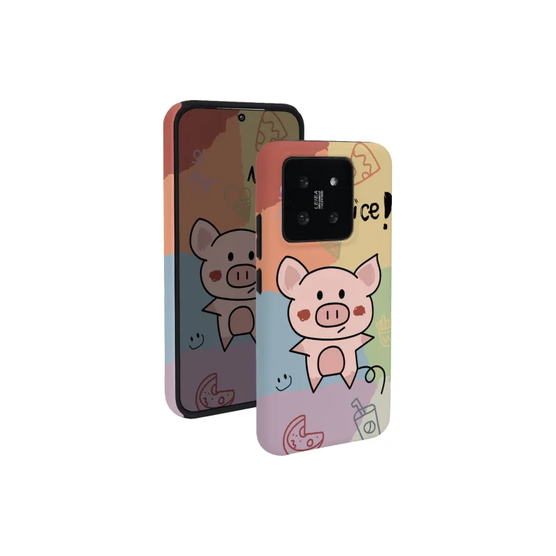 Keshami PC Material Fully Enclosed Impact Resistant Matte Graffiti Piglet Phone Cases Suitable For Xiaomi 14/14pro-2