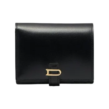 Delvau Grained Opera Calfskin Wallet Women's Black