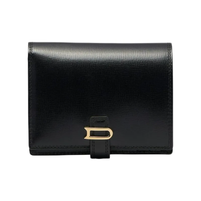 Delvau Grained Opera Calfskin Wallet Women's Black-0