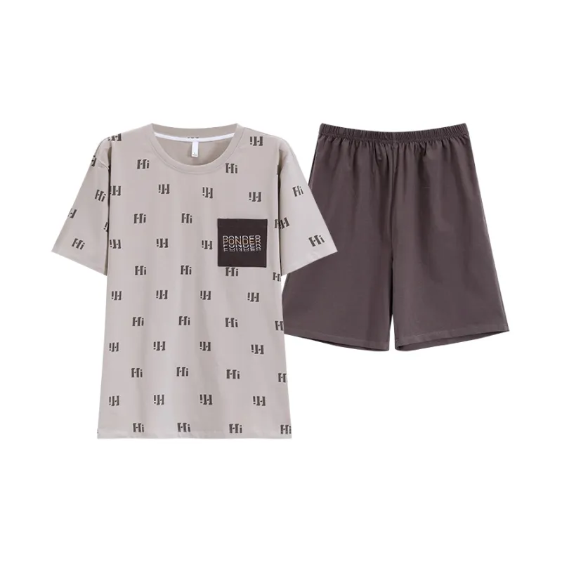 The Story Of The Flower Season Pajama Set Men's Light Gray-0