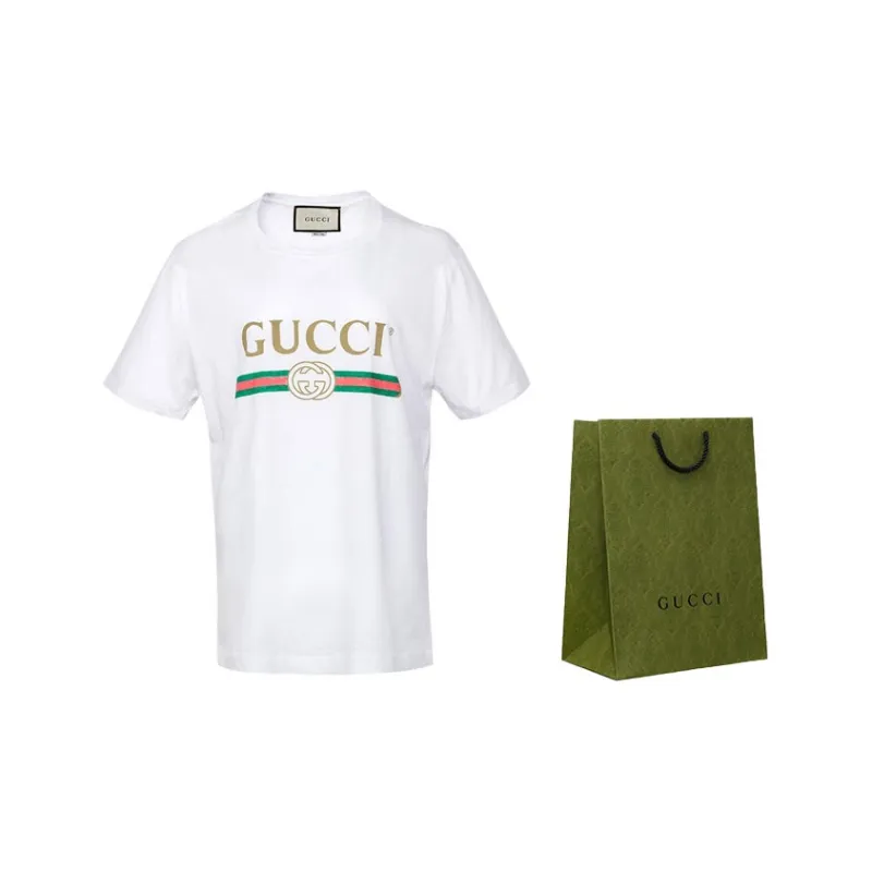 GUCCI Logo Print Cotton T shirt-2