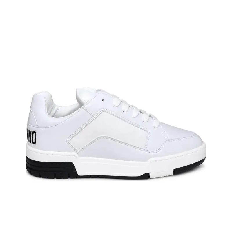 MOSCHINO Logo-embroidered Leather Sneakers-1