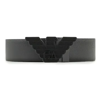 EMPORIO ARMANI Leather Belt With Embossed Print And Eagle Buckle