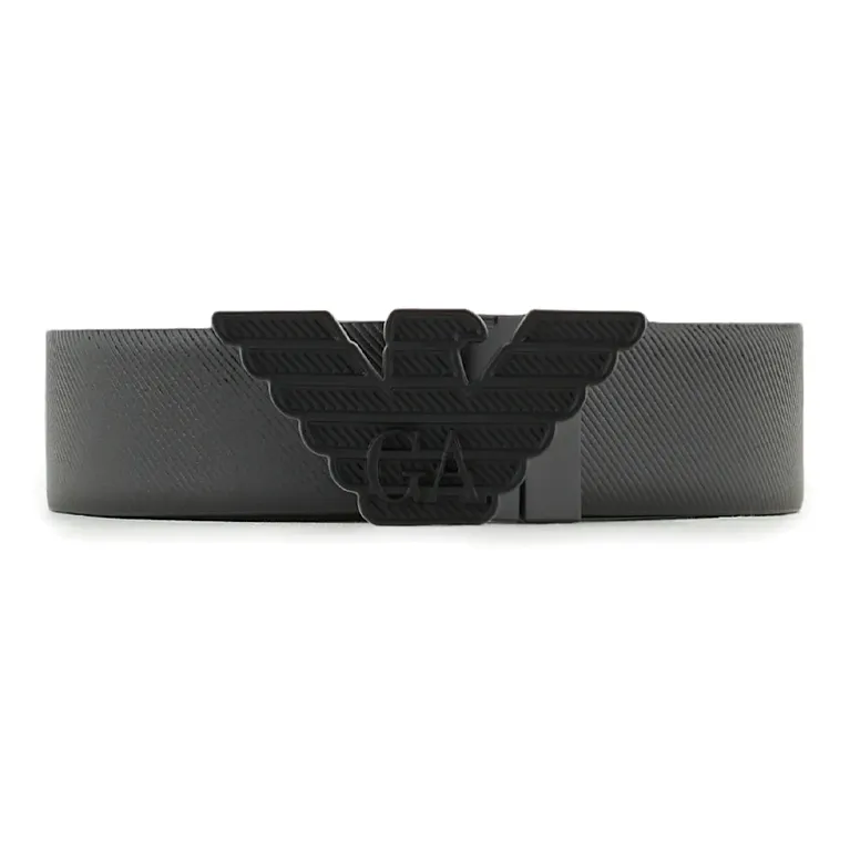 EMPORIO ARMANI Leather Belt With Embossed Print And Eagle Buckle-0