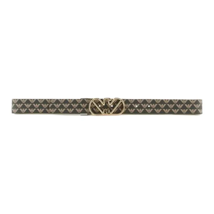 EMPORIO ARMANI Eagle Patterned Print Belt Unisex Light Umber Width 3CM-1