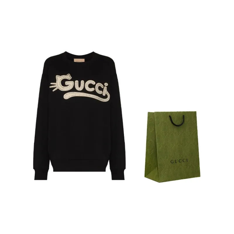 GUCCI 2010s Logo appliqué Cotton Sweatshirt-2