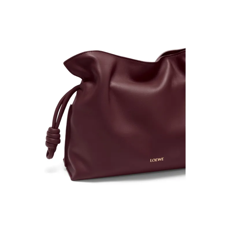LOEWE Flamenco Nappa Cow Leather One Shoulder Crossbody Clutch Women's Dark Burgundy-5