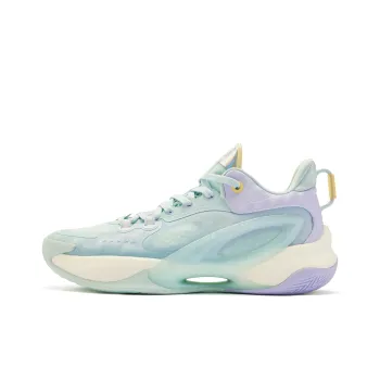 QIAODAN Dawn Basketball Shoes Men Low Top Pink Powder Blue Steam Purple