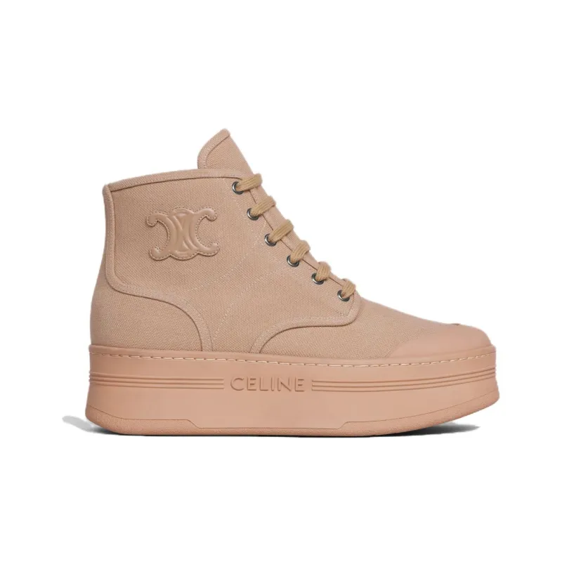 CELINE Triomphe High-Top Platform Shoes Women's Sand-1