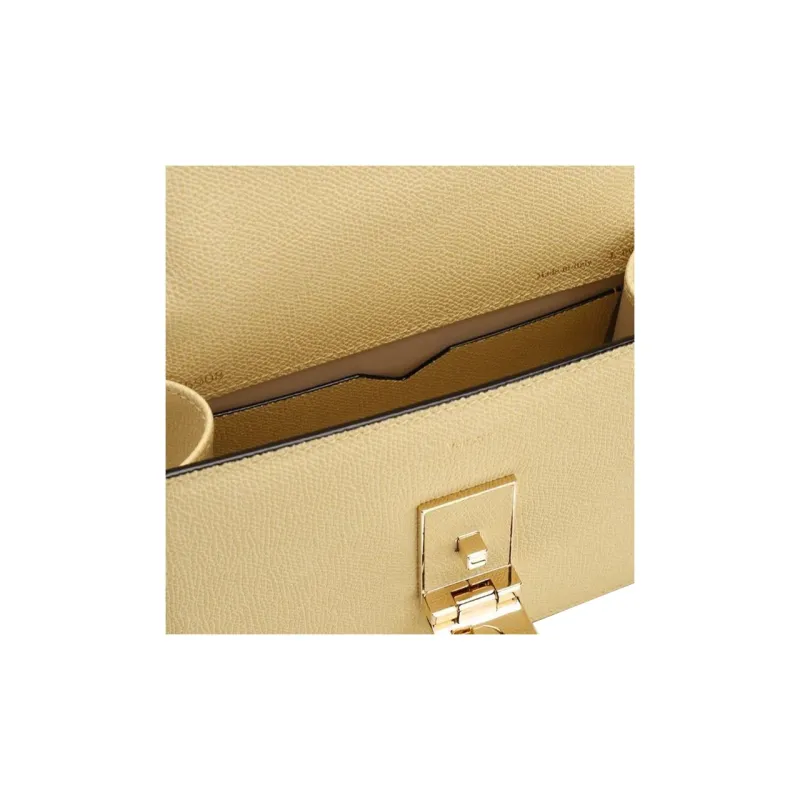 Valextra Millepunte Calfskin Shoulder Bag, Crossbody Bag Mini Women's Yellow-3