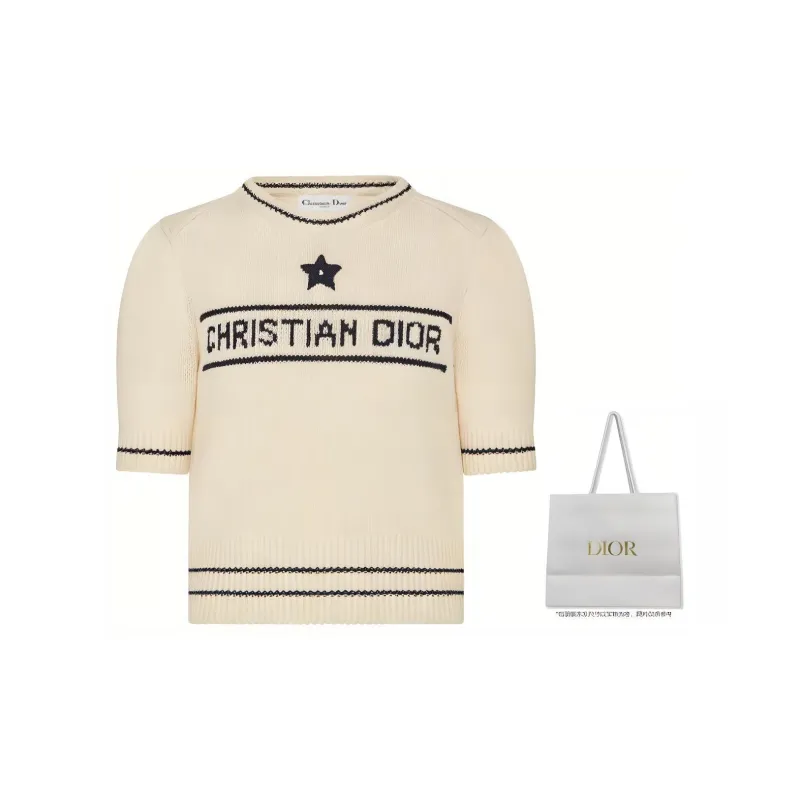 DIOR Dior Quarterly New Products Cashmere Sweater Women's Beige-4
