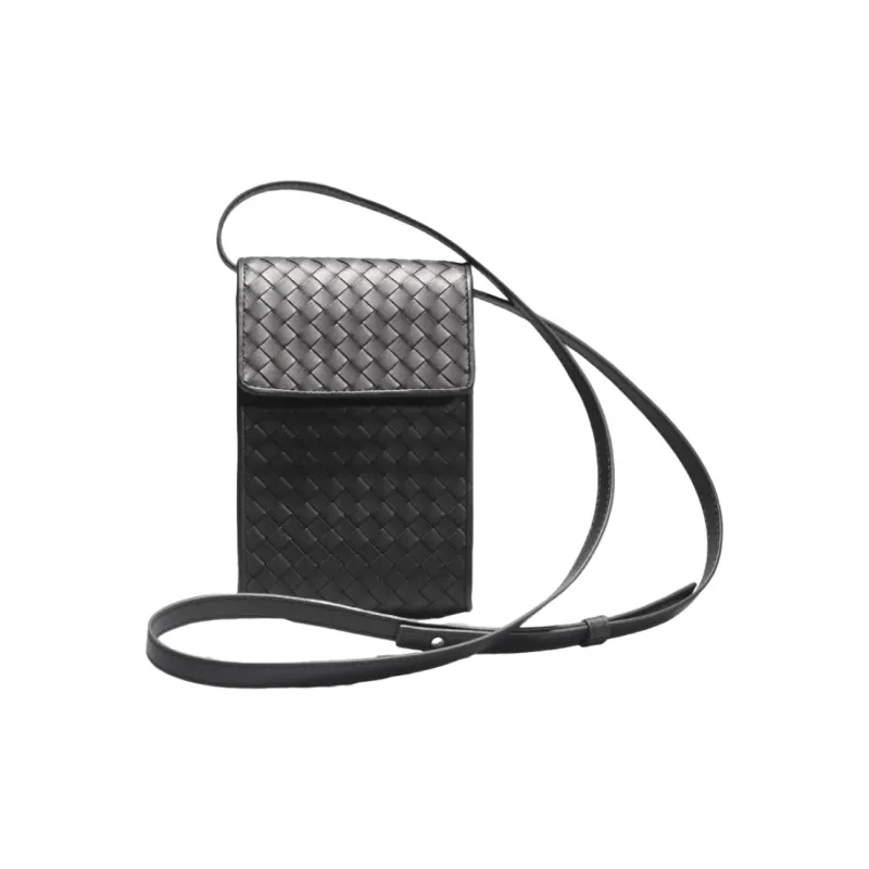 CMLZIUA Top Grain Cow Leather Cell Phone Pouch Unisex Black-1