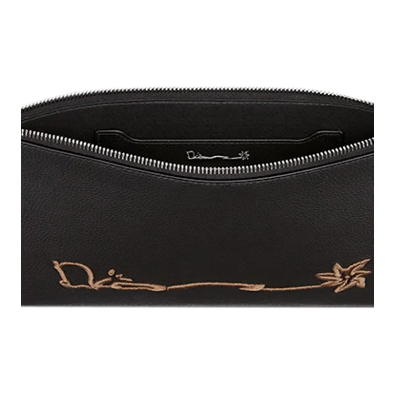 DIOR CACTUS JACK Collaboration Grained Calfskin Handbag Clutch Men's Black-3