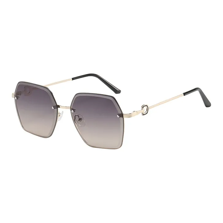 Narandu PC Metal Square Sunglasses Women's Gold Frame With Gradient Gray Lens/Gold Frame With Tea Brown Lens-0