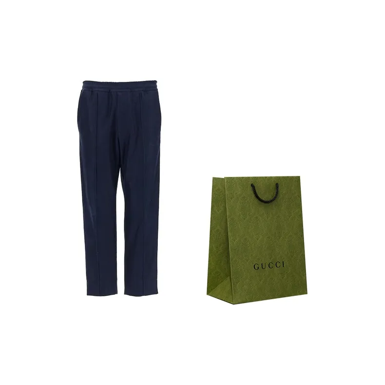 GUCCI Knitted Sports Pants Men's Dark Blue-3