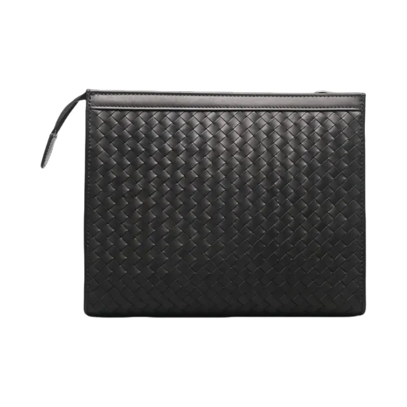 CMLZIUA Top Grain Cow Leather Clutch Unisex Black-0
