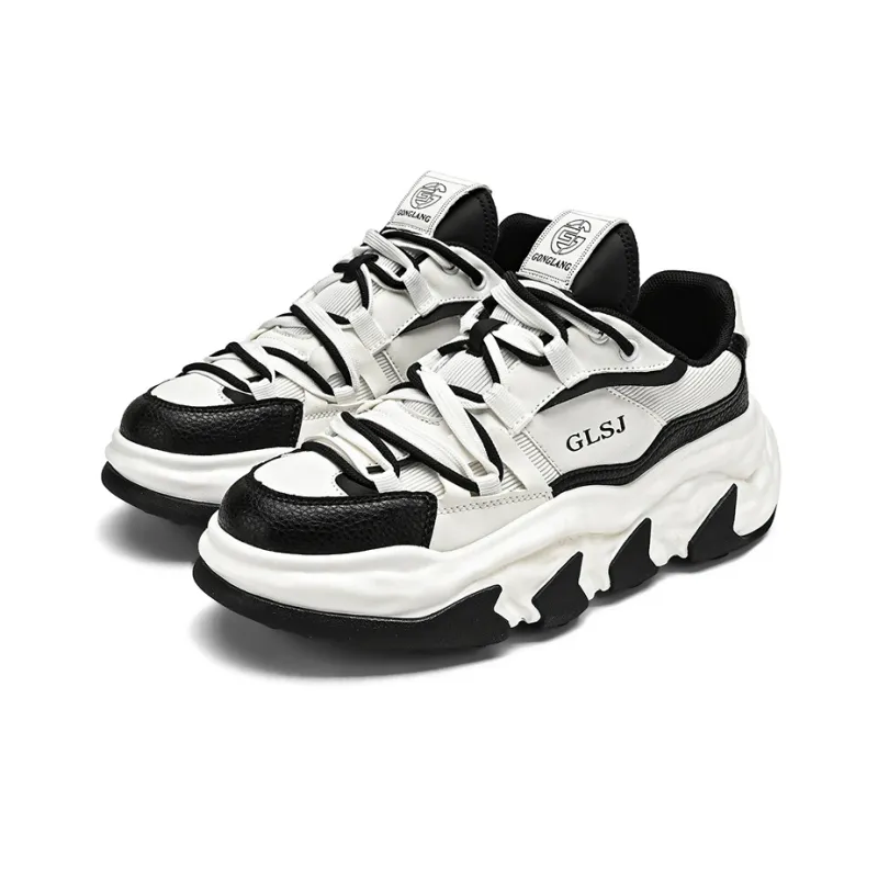 GONGLANGSHIJIA Wear-Resistant Height Increasing Low-Top Chunky Sneakers Men's-3