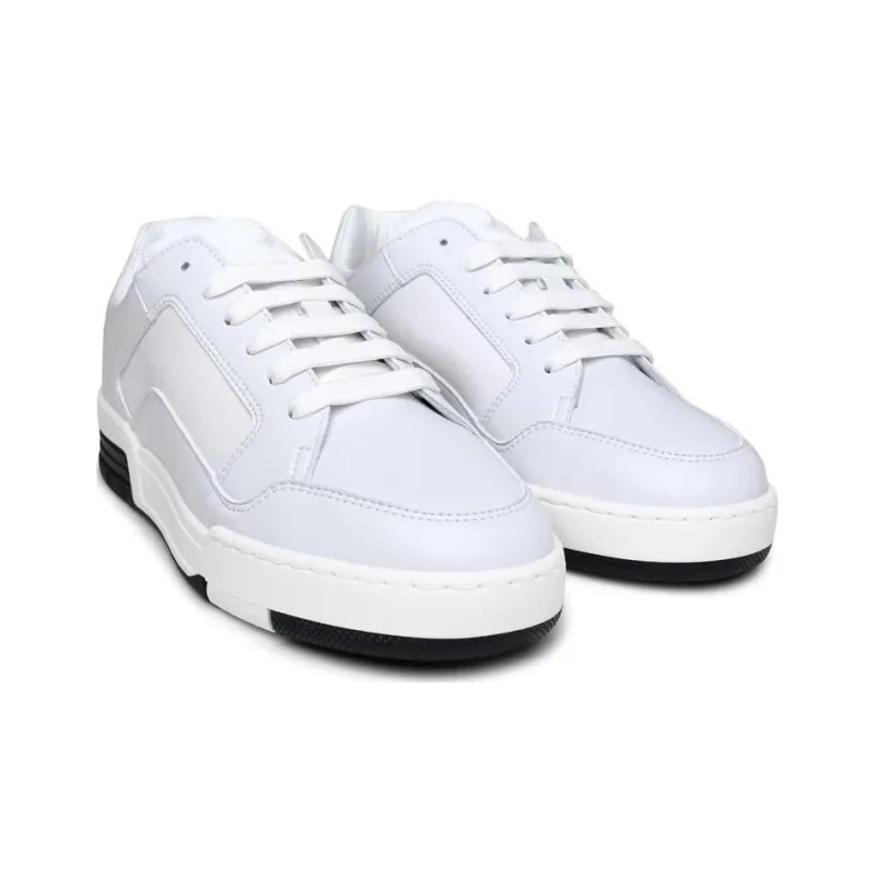 MOSCHINO Logo-embroidered Leather Sneakers-2