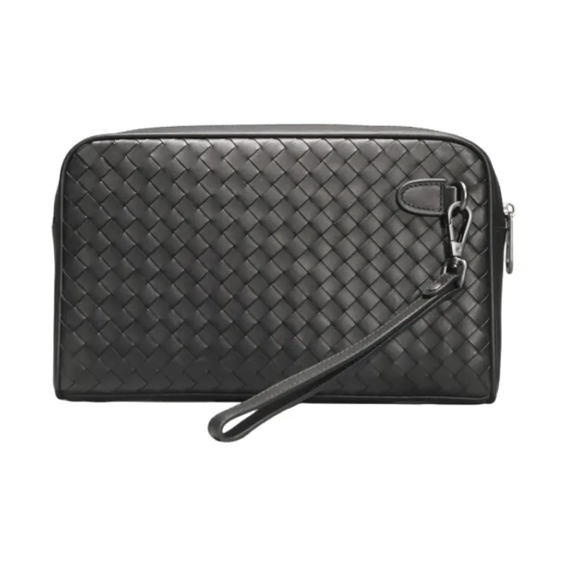 CMLZIUA Top Grain Cow Leather Clutch Large Size Unisex Black-2