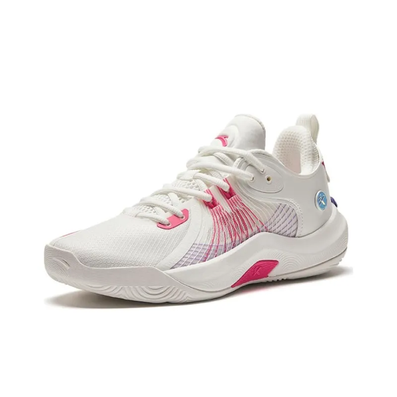 Anta Cushioned Slip Resistant Low Top Basketball Shoes Men's White Pink-1