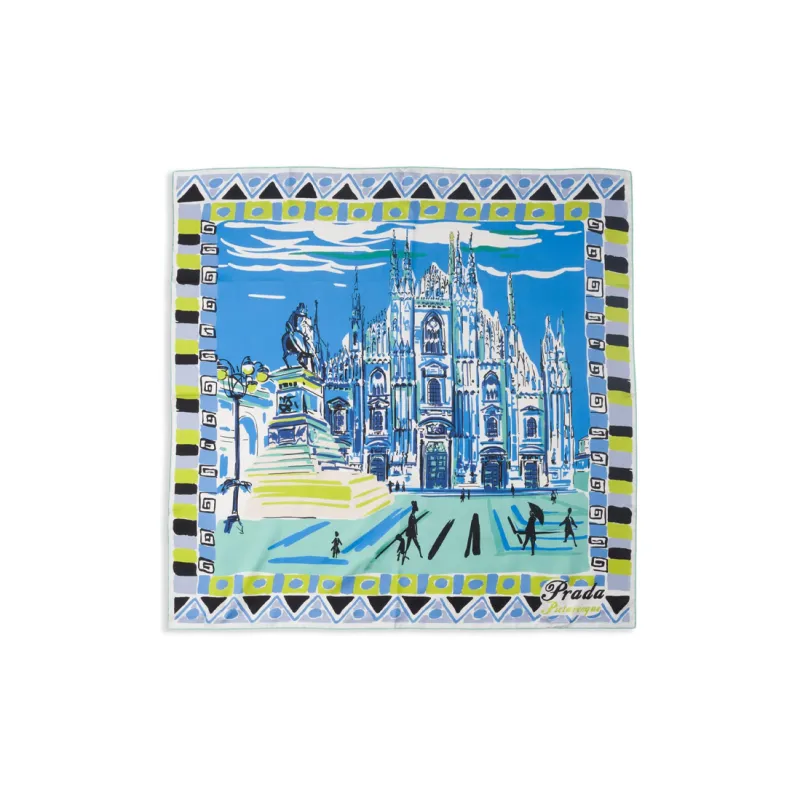 PRADA Pittoresque 90 Milan-print Foulard-1