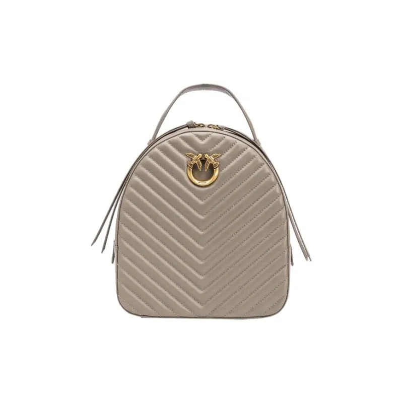 PINKO LOVE Series Cow Leather Shaved Leather Backpack Women's Gray-0