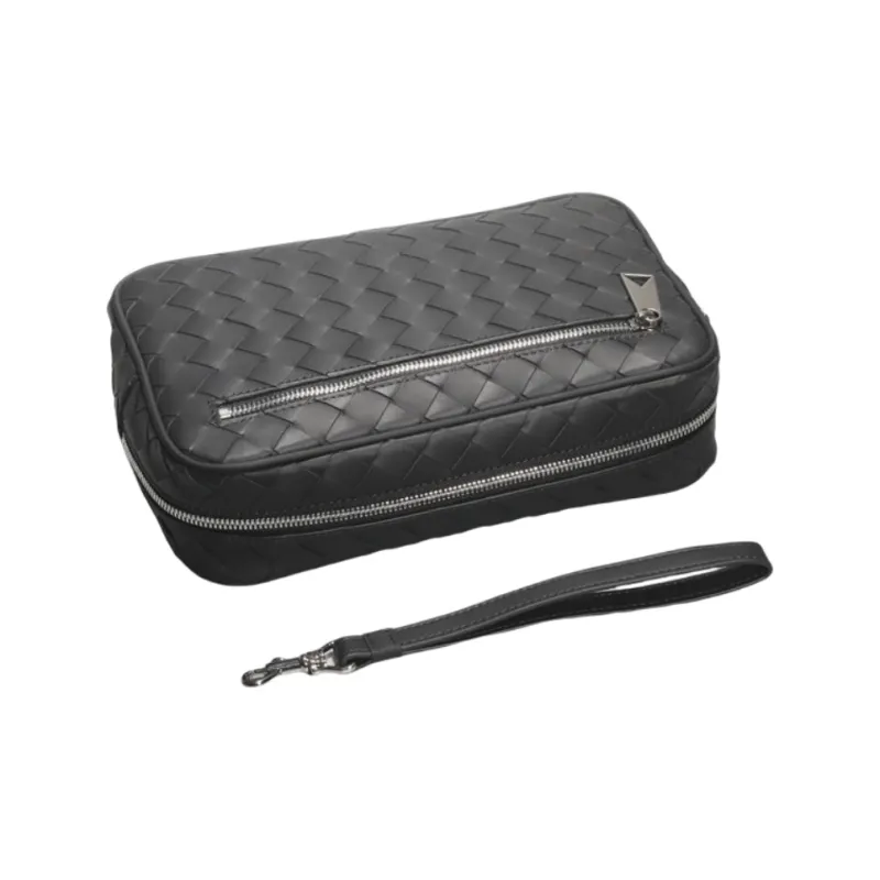 CMLZIUA Top Grain Cow Leather Clutch Unisex Black-2