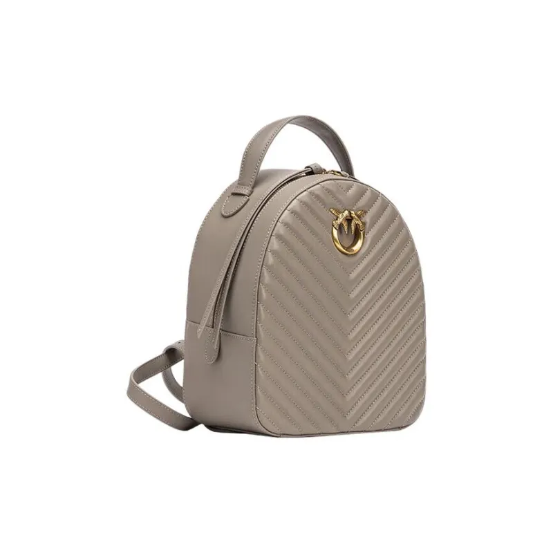 PINKO LOVE Series Cow Leather Shaved Leather Backpack Women's Gray-1