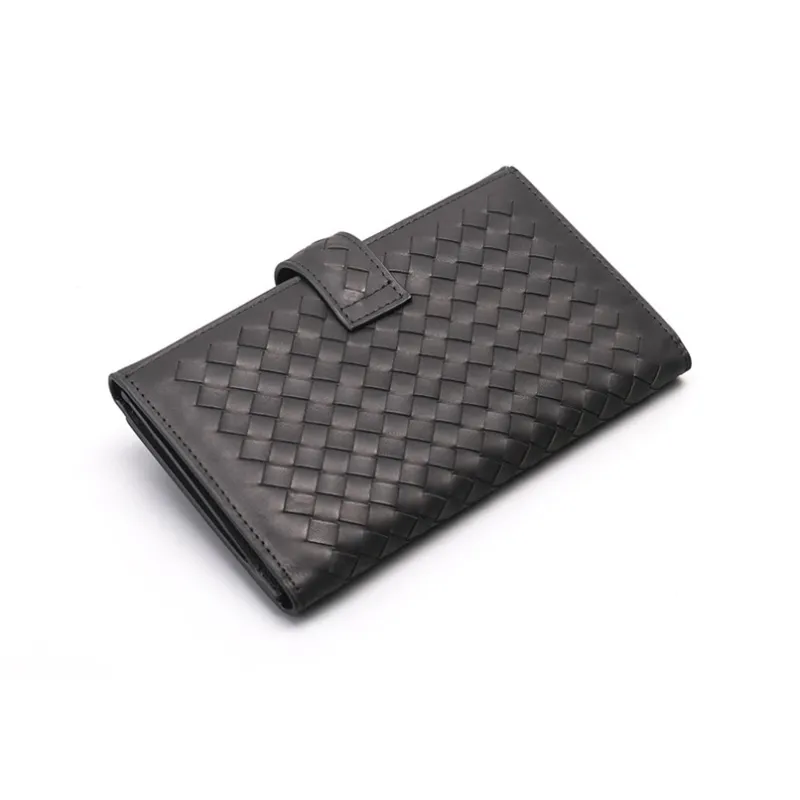 CMLZIUA Top Grain Cow Leather Wallets Clutches Unisex Black-1