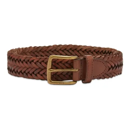 Polo Ralph Lauren Letter Logo Pin Buckle Leather Belts Men's Brown