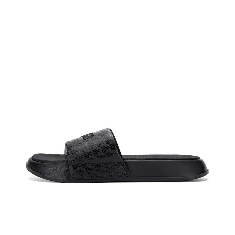 Kappa Stitching Slip Resistant Abrasion Resistant Slide Slippers Unisex Black-1