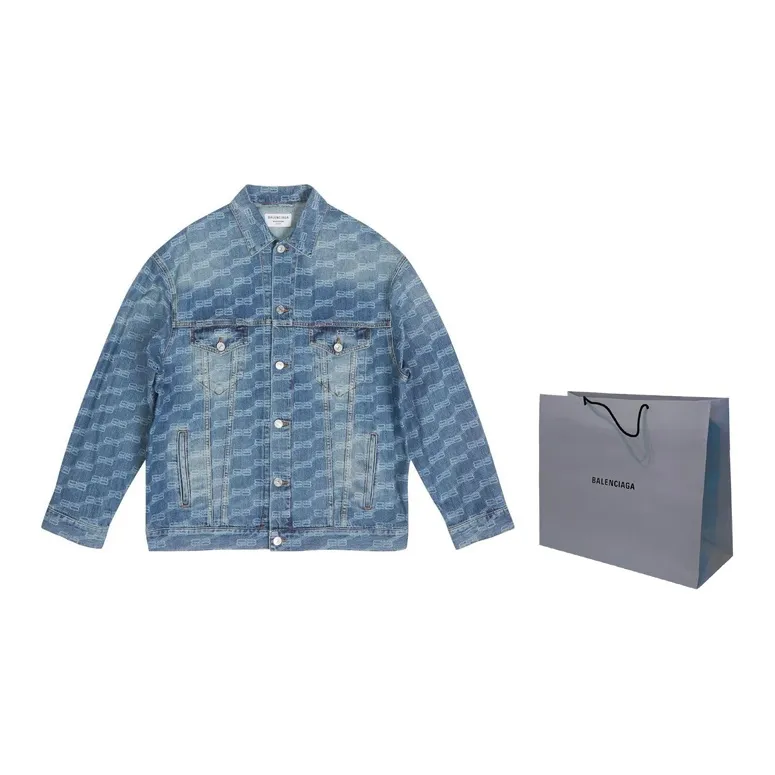 Balenciaga All Over Bb Monogram Logo Denim Jacket-1
