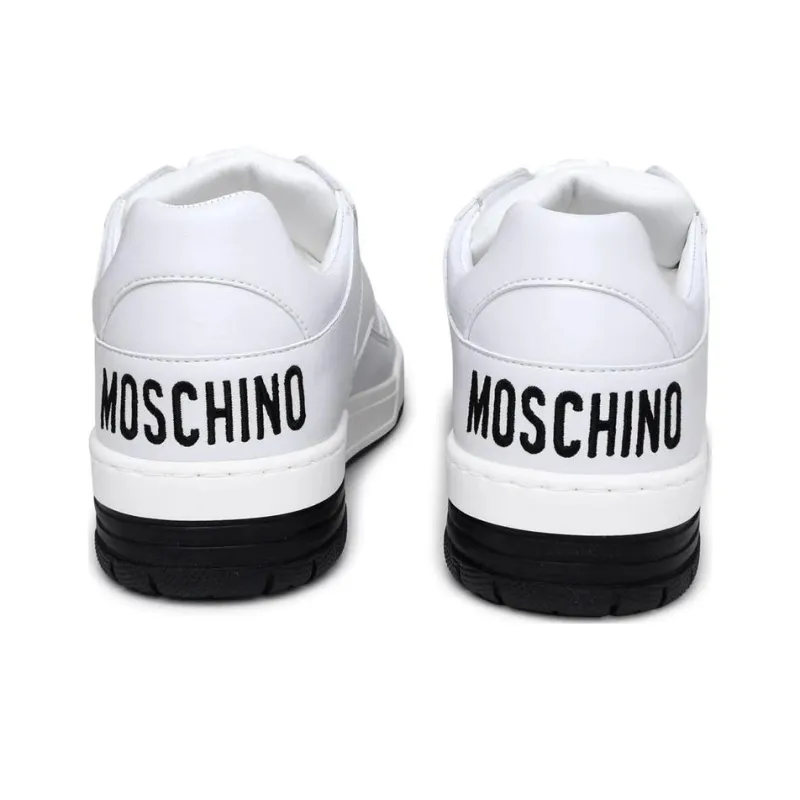 MOSCHINO Logo-embroidered Leather Sneakers-3