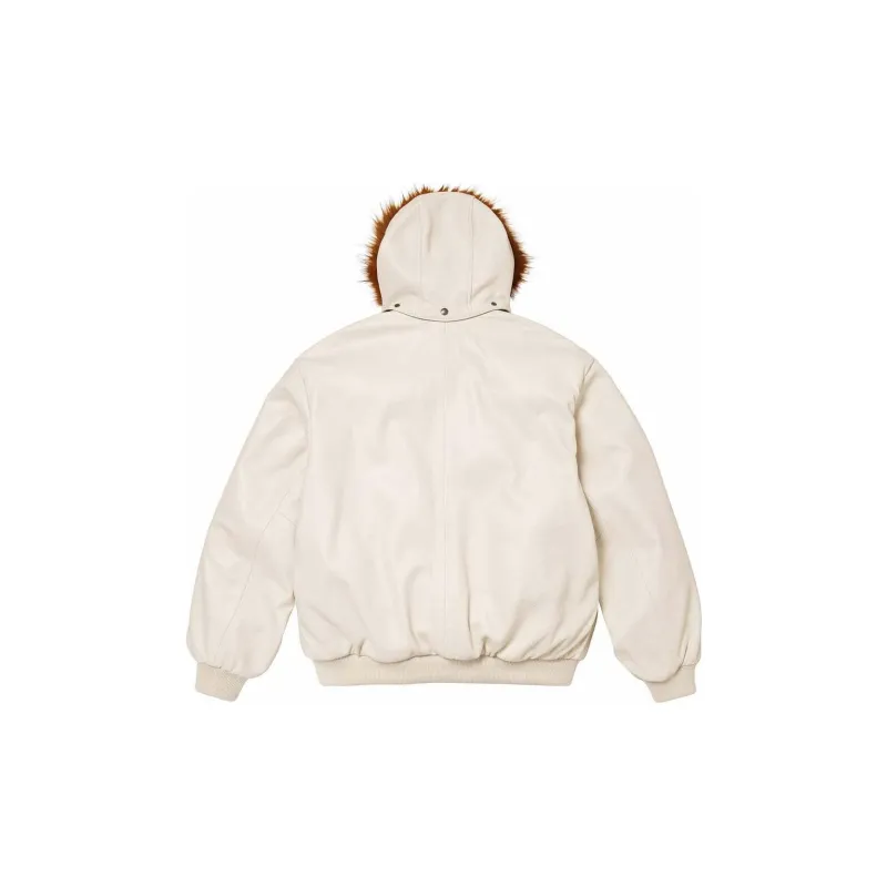 Supreme X Schott Hooded Leather Bomber Jacket-9