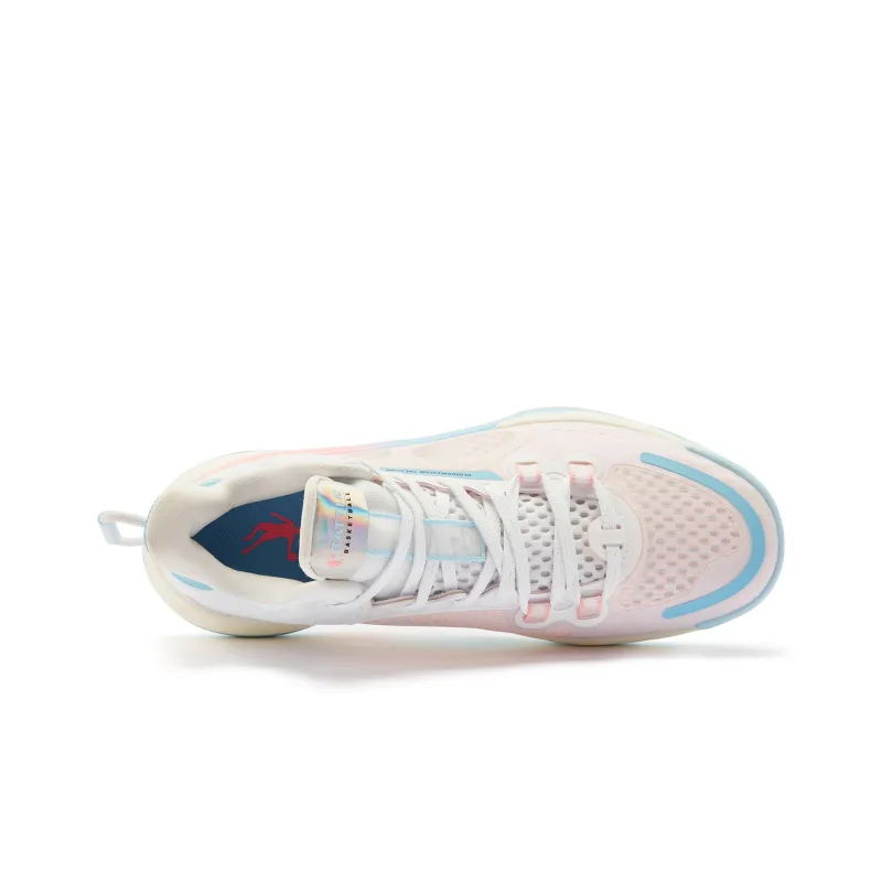 QIAODAN Dawn Basketball Shoes Men Low Top Jordan White Waterdrop Blue-3