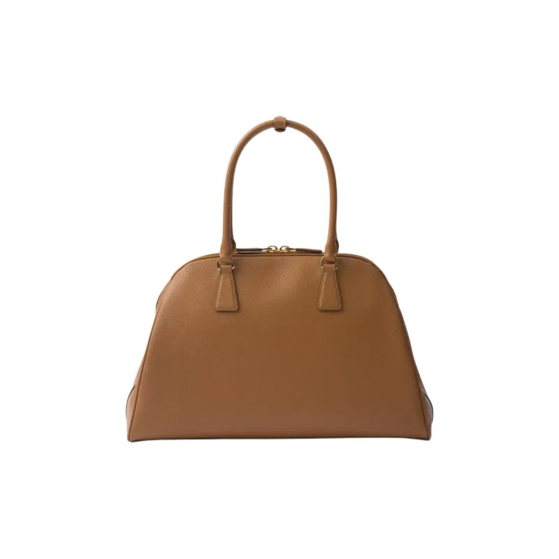 PRADA Saffiano Leather Handbag Large Size Women's Caramel Brown-2