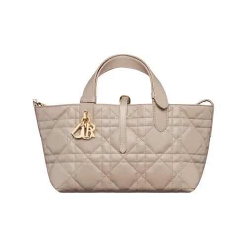 DIOR Wicker Pattern Cow Leather One Shoulder Handbag Small Size Women's Rouge Beige