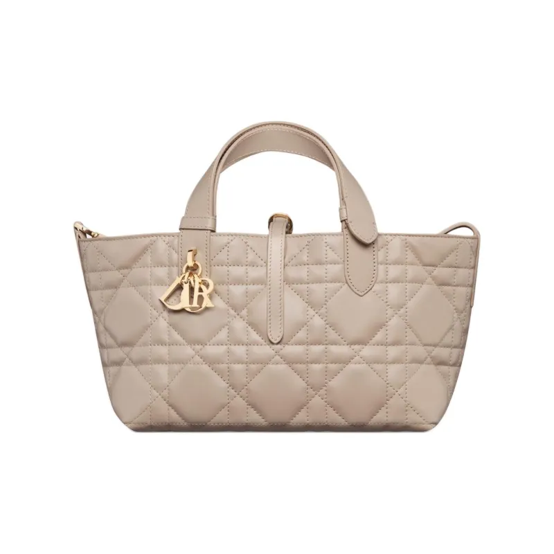 DIOR Wicker Pattern Cow Leather One Shoulder Handbag Small Size Women's Rouge Beige-0