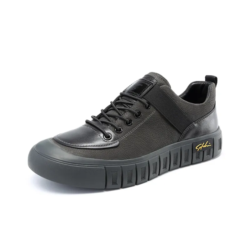 Satchi Cushioned Wear Resistant Breathable Height Increasing Low Top Skateboard Shoes Men's Black 3CM-1