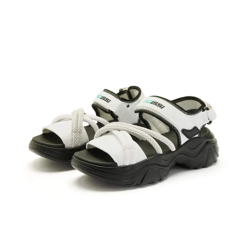 QIAODAN Beach Sandals Women's Black White-3