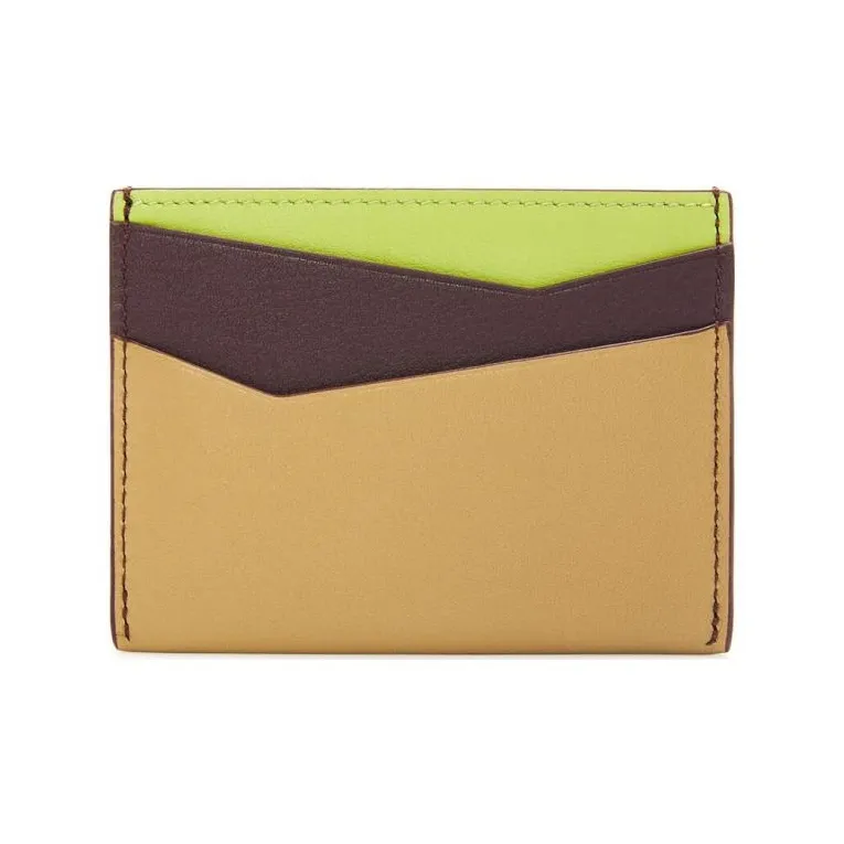 LOEWE Puzzle Cow Leather Card Holder Women's Sahara Red & Cardamom-1