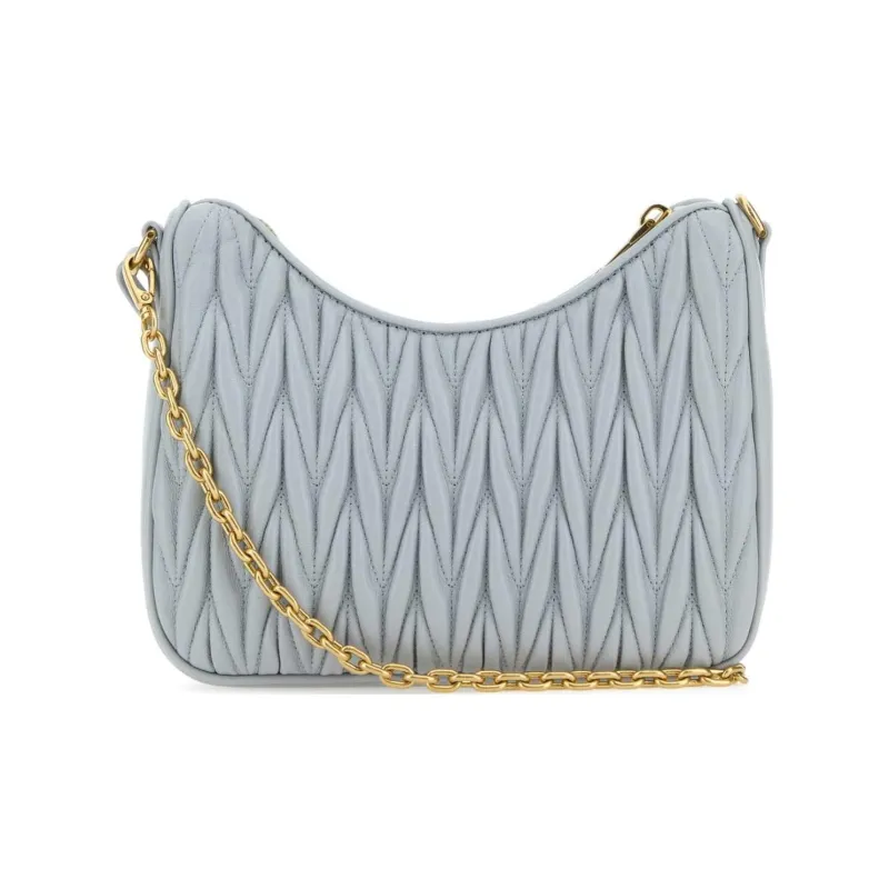 MIU MIU Matelassé Sheepskin Crossbody Bag, Shoulder Bag Women's Light Blue-2