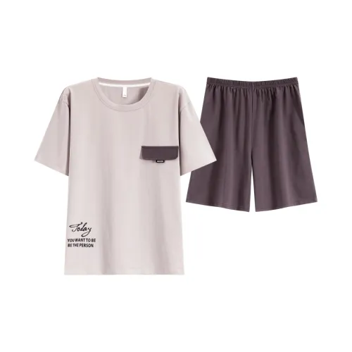 The Story Of The Flower Season Pajama Set Men's Light Gray
