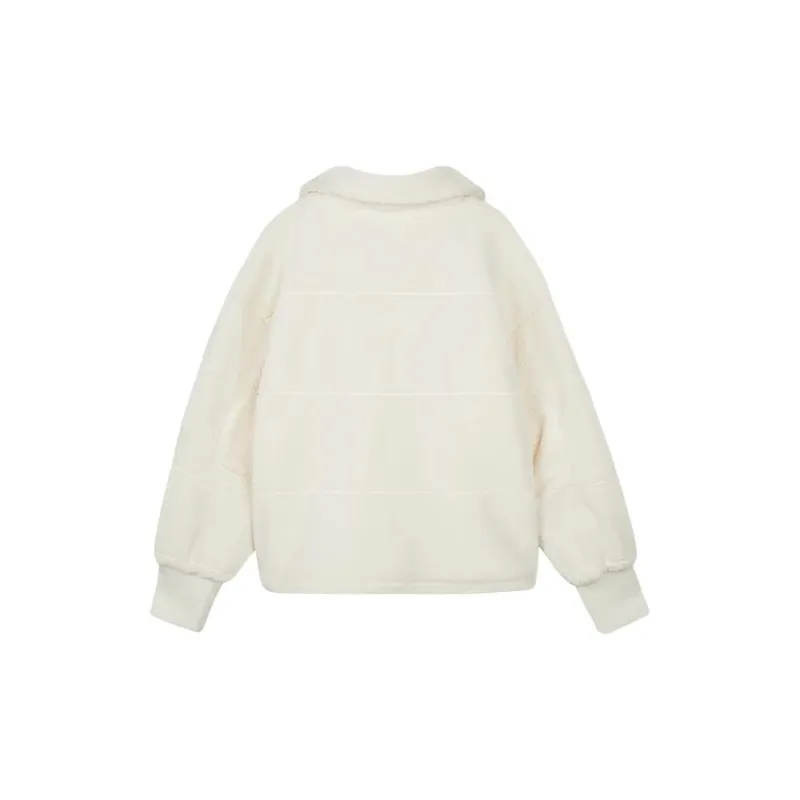 Skechers x Romantic Crown Velvet feel Coat Women's Cream Beige White-1