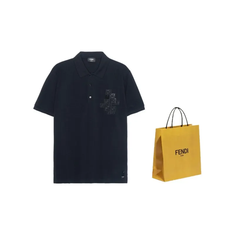 FENDI Polo Shirts Men Black-2