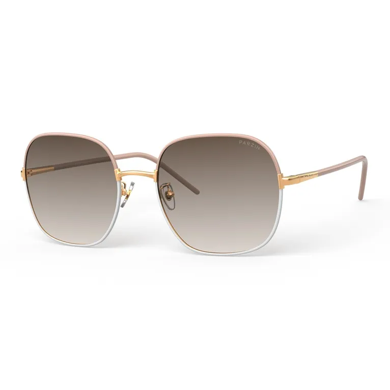 PARZIN Square Sunglasses Unisex White Tea Brown-0