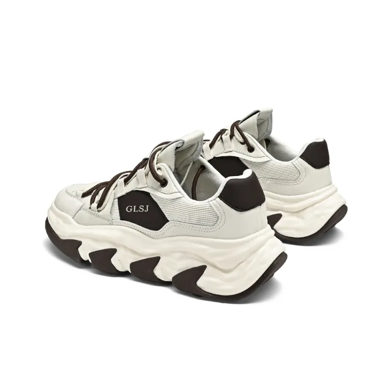 GONGLANGSHIJIA Wear-Resistant Height Increasing Low-Top Chunky Sneakers Men's-12
