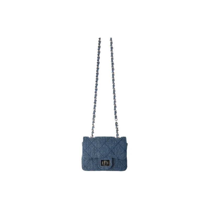 HAWA Denim Shoulder Bag Crossbody Bag Small Size Women's Light Blue/Dark Blue/Black-4